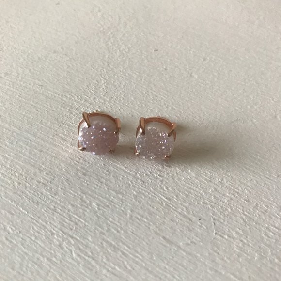 Pink Druzy Quartz Earrings - Picture 2 of 5